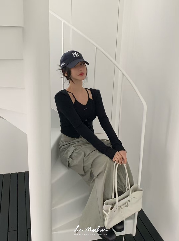 工裝抓皺反摺長裙
